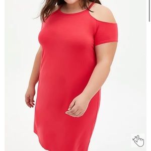 Super Soft bright berry cold shoulder t-shirt mini dress